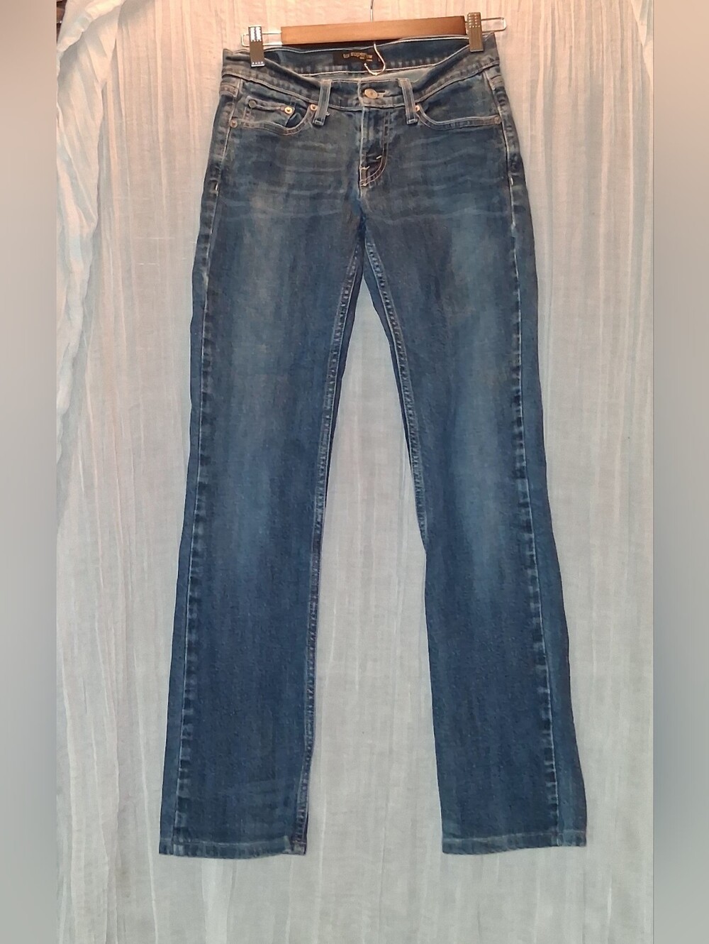 Levi's Too Super Low Straight-Leg Jeans in Blue Denim